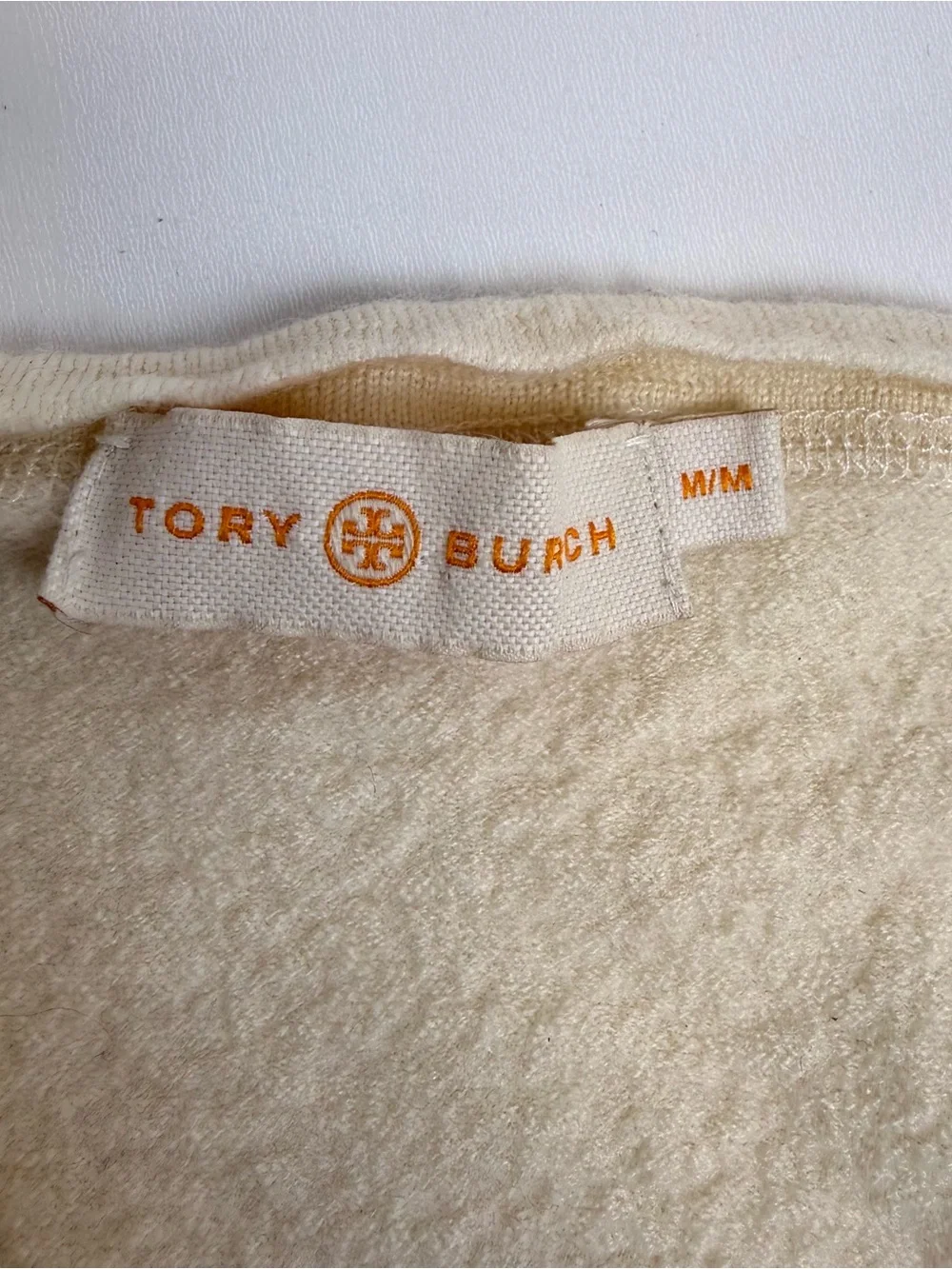 Tory Burch Simone Beige Merino Wool Gold Logo Buttons Cardigan Girls Medium M